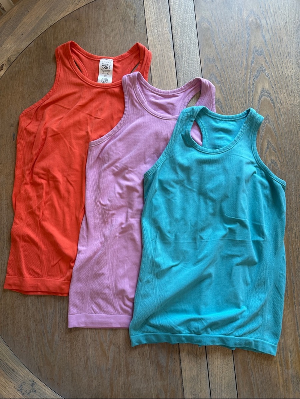 Athleta Girls’ Tank Top Bundle - Coral 12, Lavender 12, Teal 10